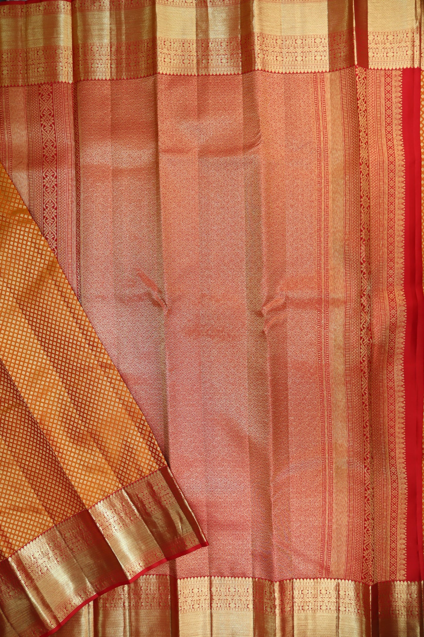 Regal Orange Kanjipuram Saree From Weavers and Best on Online