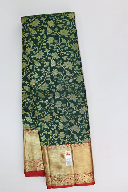 Luxurious Green Kanjipuram Saree From Weavers and Best on Online