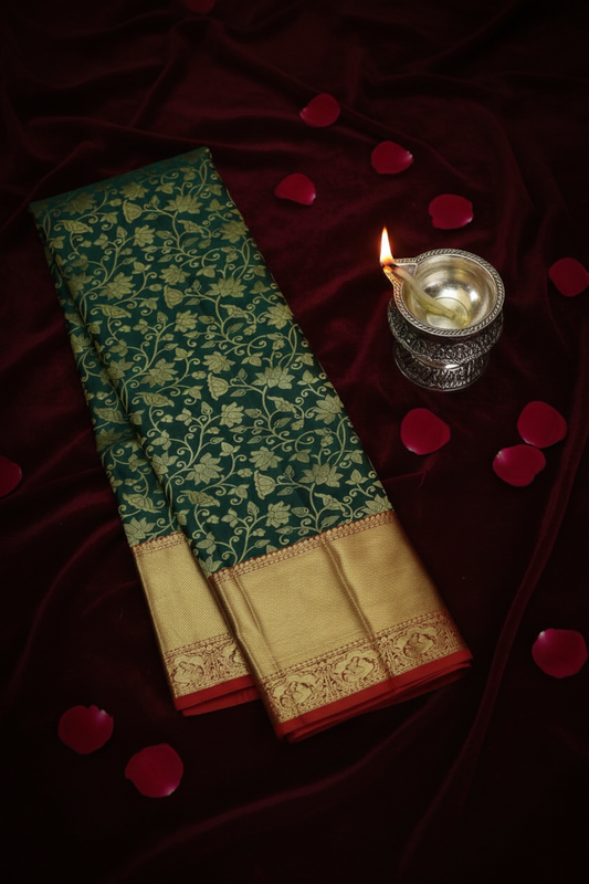 Luxurious Green Kanjipuram Saree