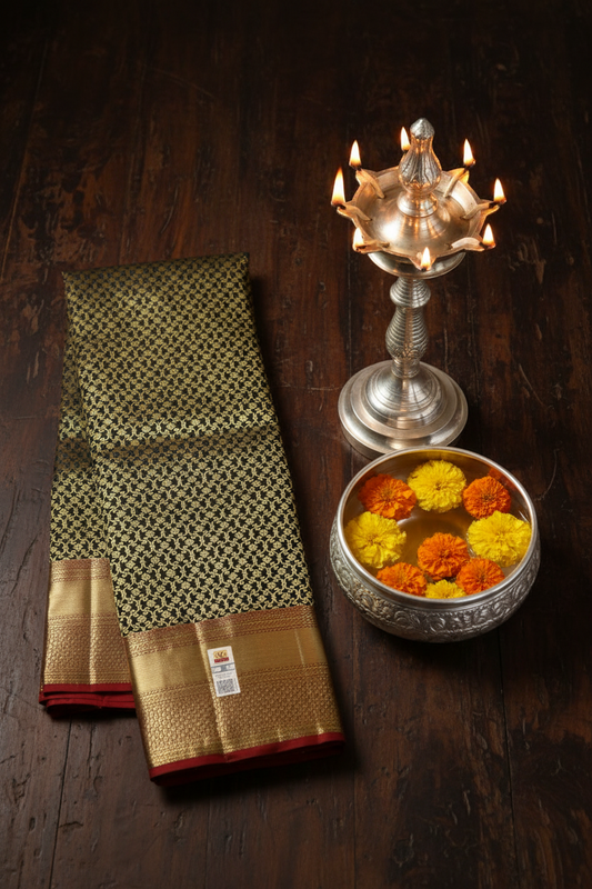 Trendy Black Kanjipuram Saree