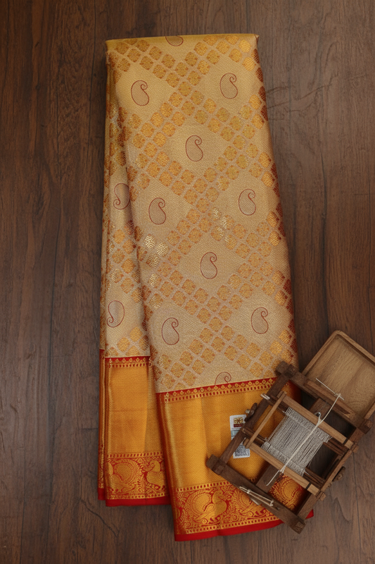 Regal Cream Kanjipuram Saree