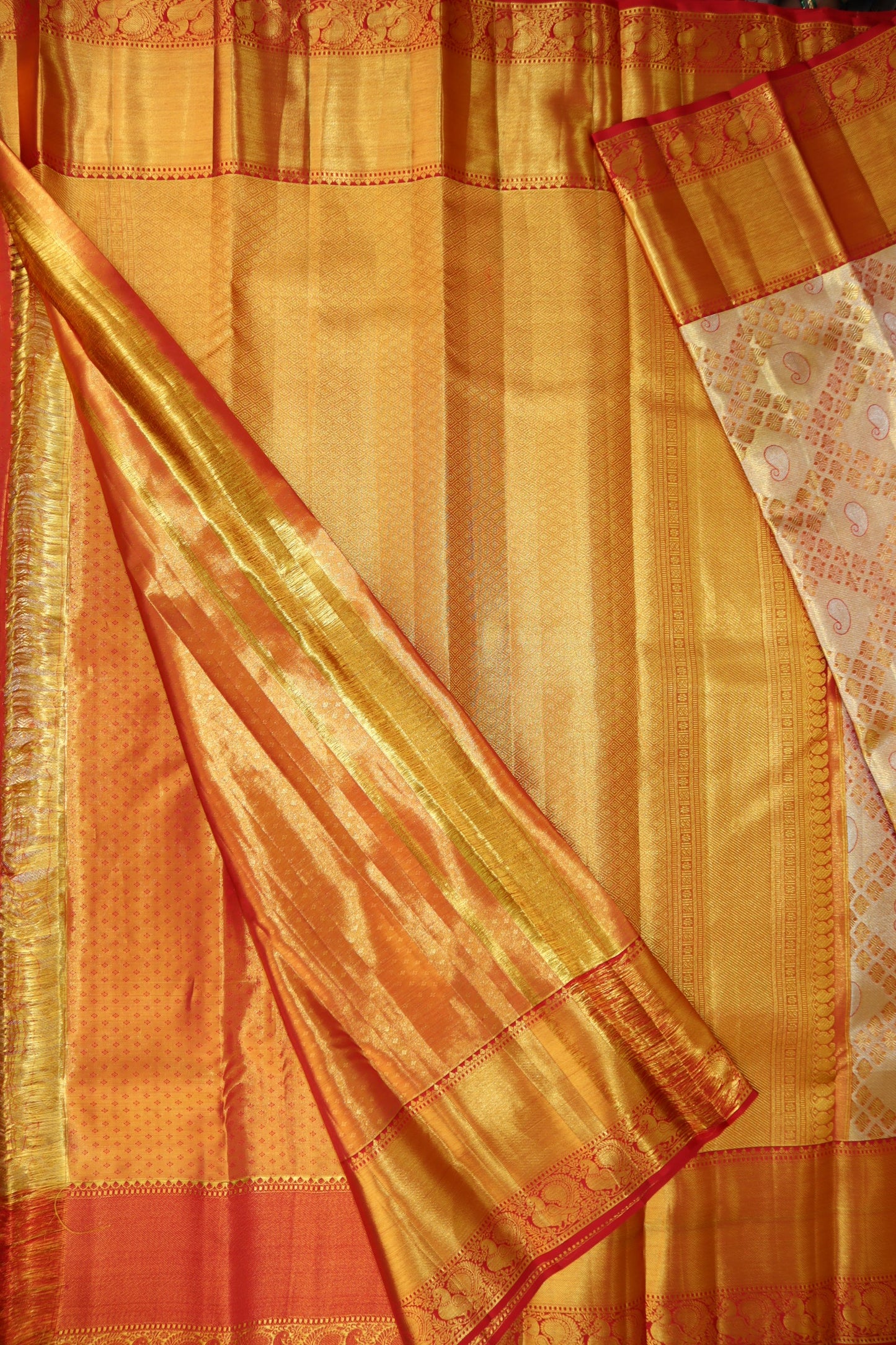 Regal Cream Kanjipuram Saree From Weavers and Best on Online