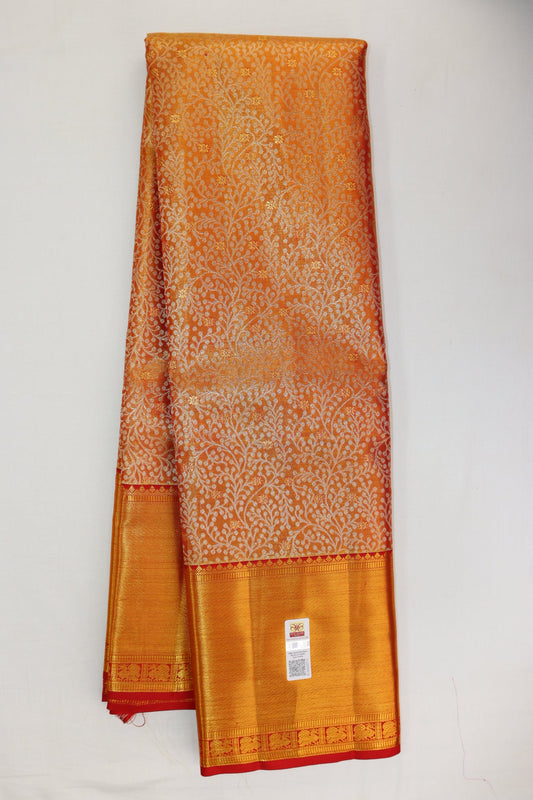 Captivating Pastel Orange Kanjipuram Saree From Weavers and Best on Online