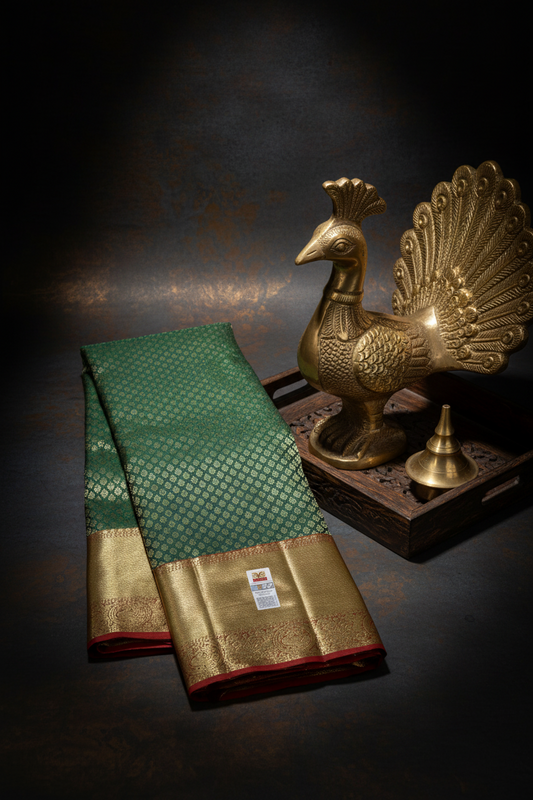 Enchanting Green Kanjipuram Saree