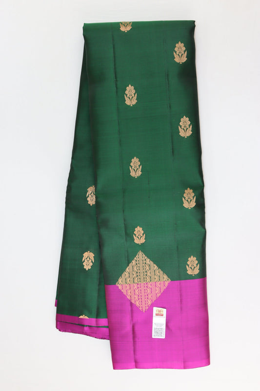 Elagant Dark Green Kanjipuram Saree From Weavers and Best on Online