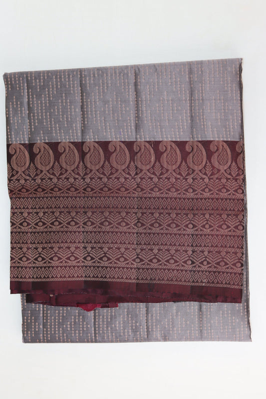 Trendy Grey Kanjipuram Saree From Weavers and Best on Online