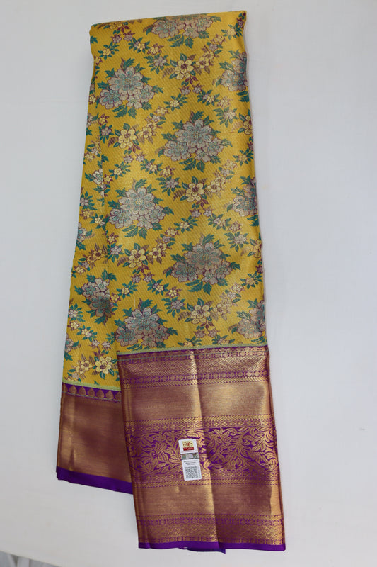 Classy Lemon Yellow Kanchipuram Silk Saree