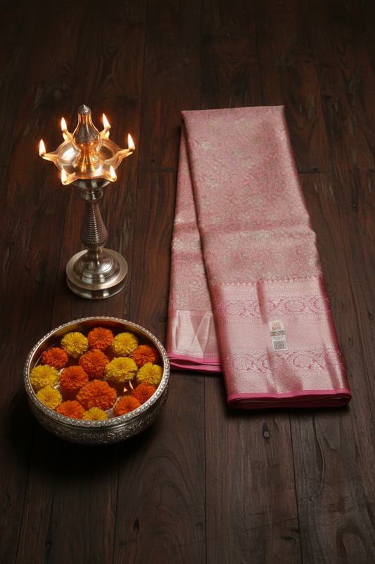 Exotic Baby Pink Kanchipuram Silk saree