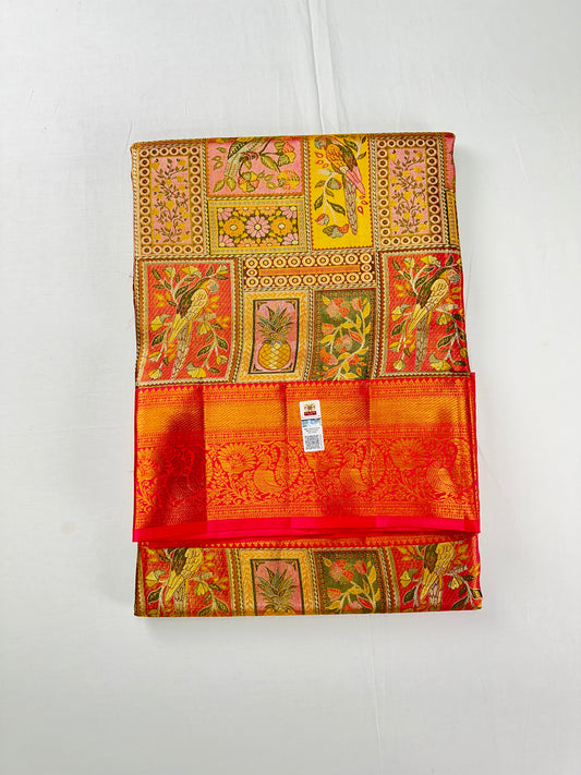 Trendy Multi-color Kanchipuram Silk Saree