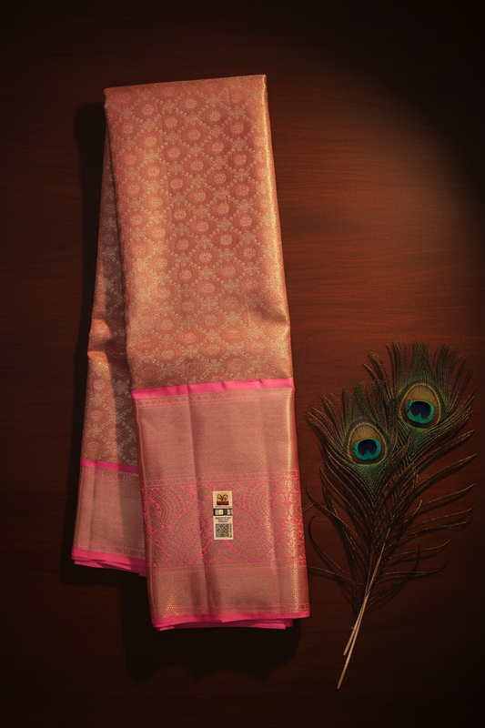 Classy Pastel Pink Kanchipuram Silk Saree