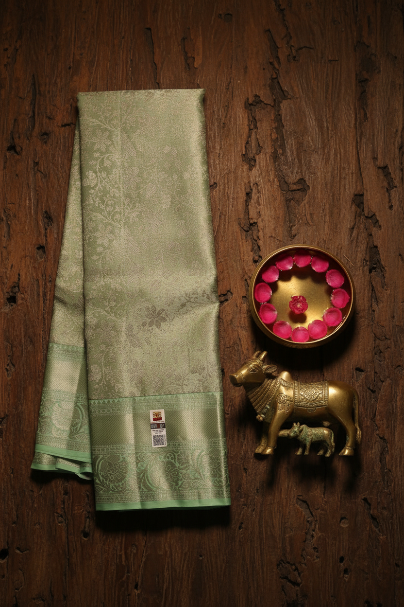 Classy Mint Green Kanchipuram Silk saree