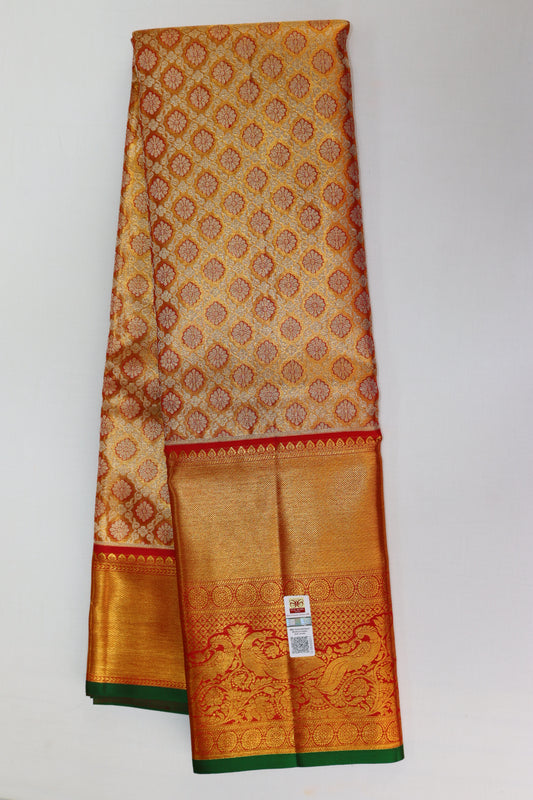 Rich Goldish Orange Kanchipuram Silk saree