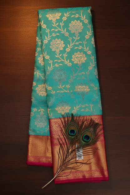 Luxury Blue Kanchipuram Silk Saree
