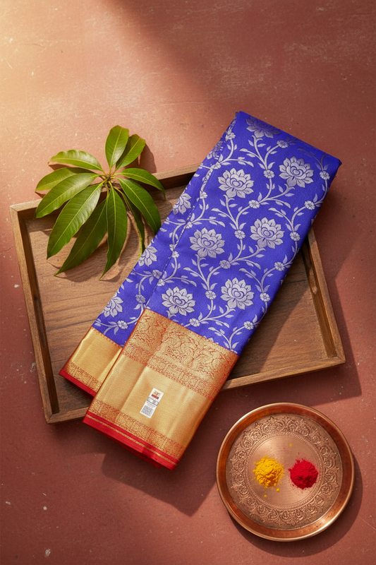 Traditional Blue Kanchipuram Silk saree