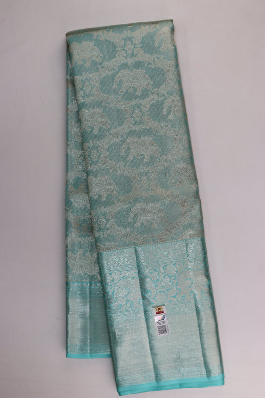 Stunning Sky Blue Kanchipuram Silk saree