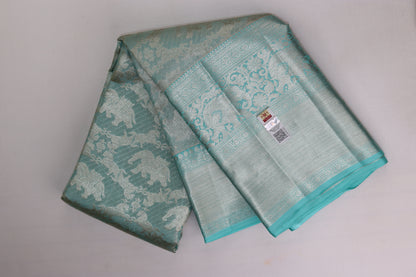 Stunning Sky Blue Kanchipuram Silk saree - My First Saree