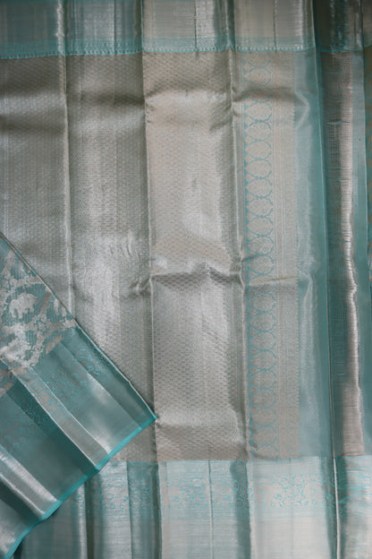 Stunning Sky Blue Kanchipuram Silk saree - My First Saree