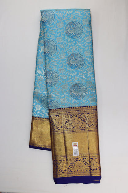 Timeless Sky Blue Kanchipuram Silk Saree From Weavers and Best on Online