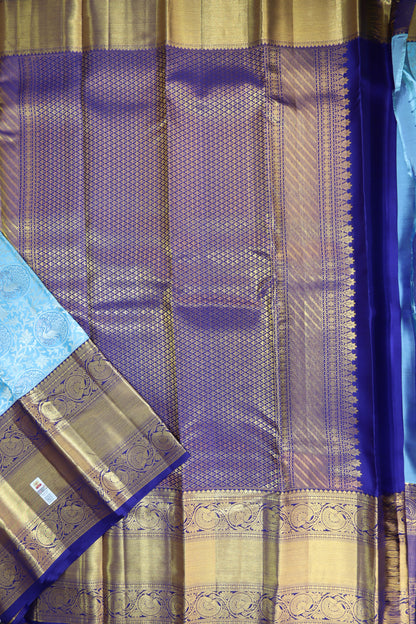 Timeless Sky Blue Kanchipuram Silk Saree From Weavers and Best on Online