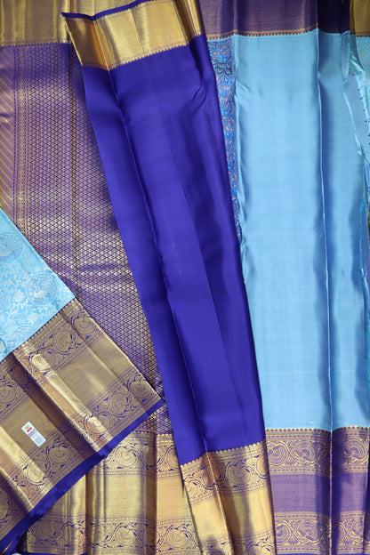 Timeless Sky Blue Kanchipuram Silk Saree From Weavers and Best on Online
