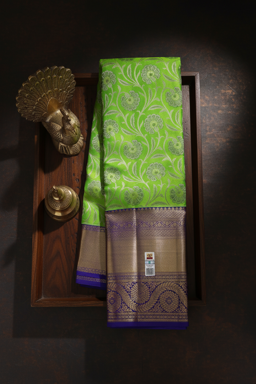 Lively Green Kanchipuram Silk Saree