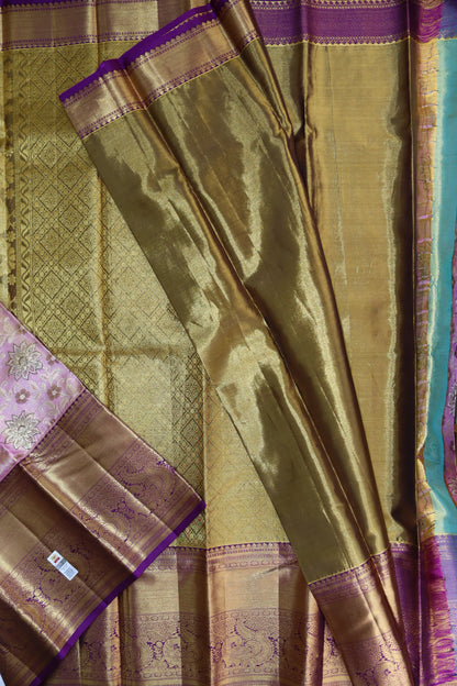 Classy Bronze Kanchipuram Silk Saree From Weavers and Best on Online