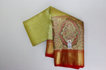 Royal Greenish Yellow  Kachipuram Silk saree