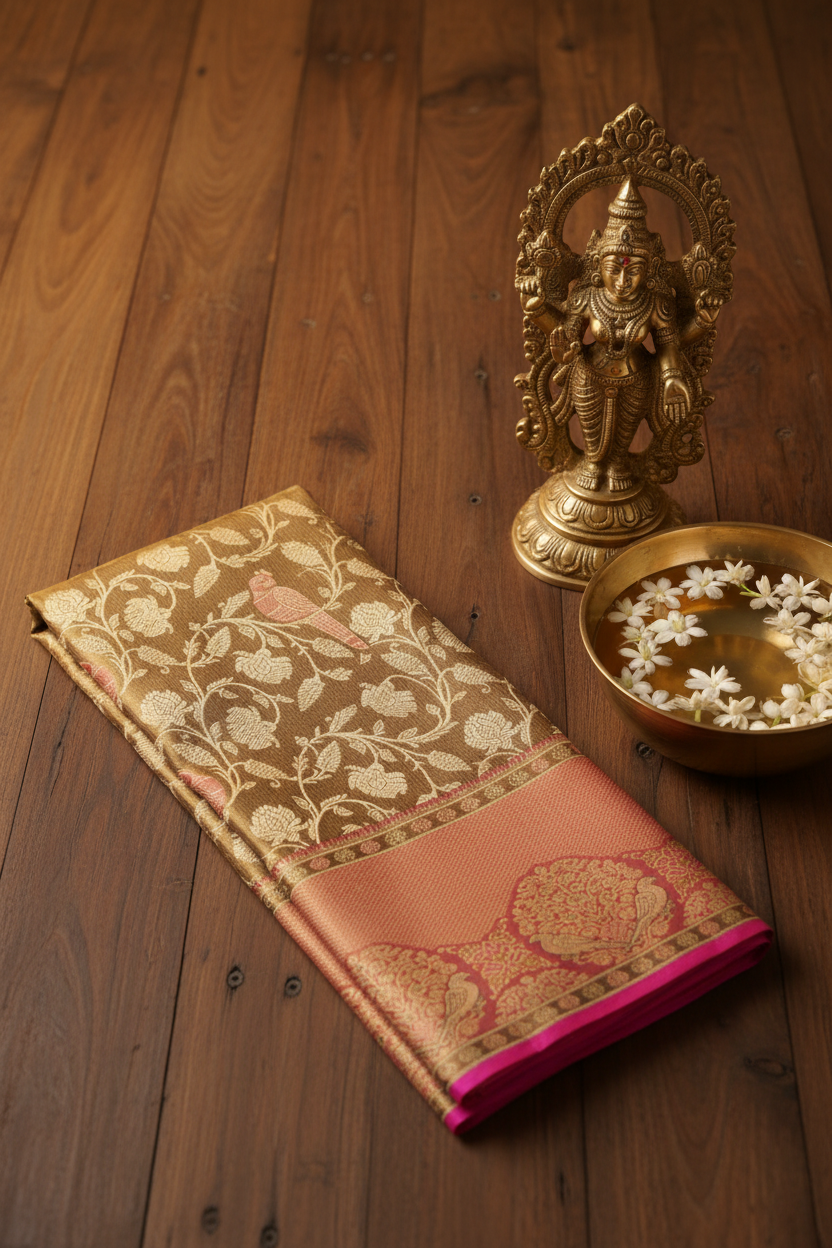 Rich Brown Kachipuram Silk saree