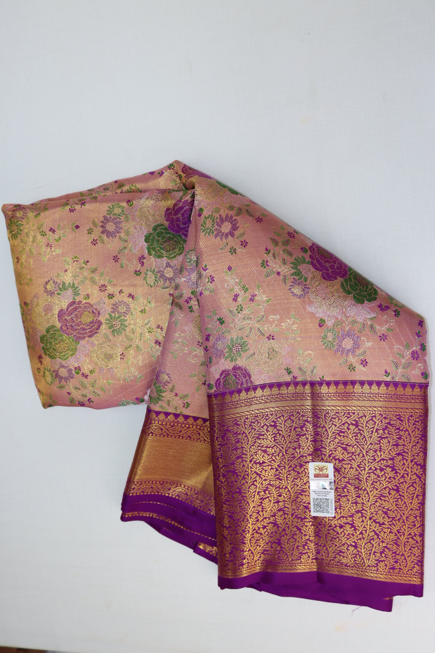 Classy Baby Pink Kachipuram Silk saree