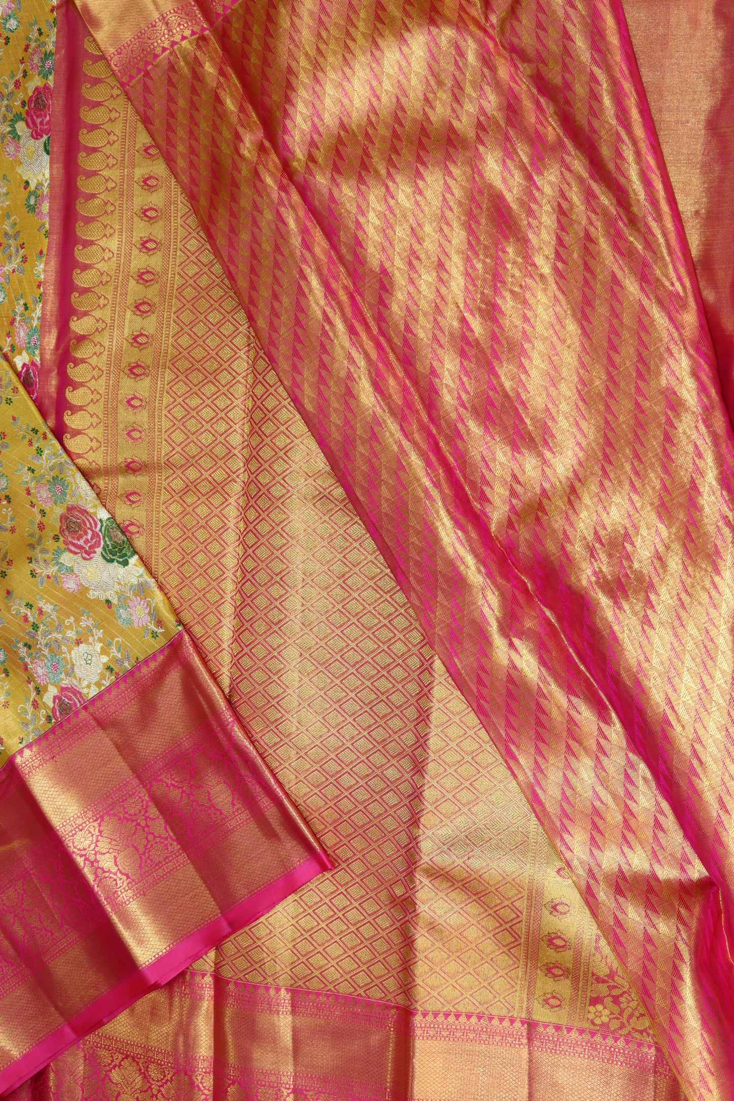 Traditional Yellow Kachipuram Silk saree From Weavers and Best on Online