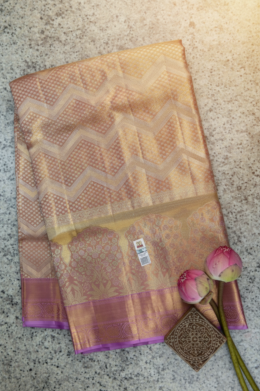 Classy Pink color Kachipuram Silk saree