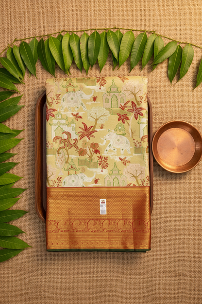 Rich Pista Green Kanchipuram Silk Saree