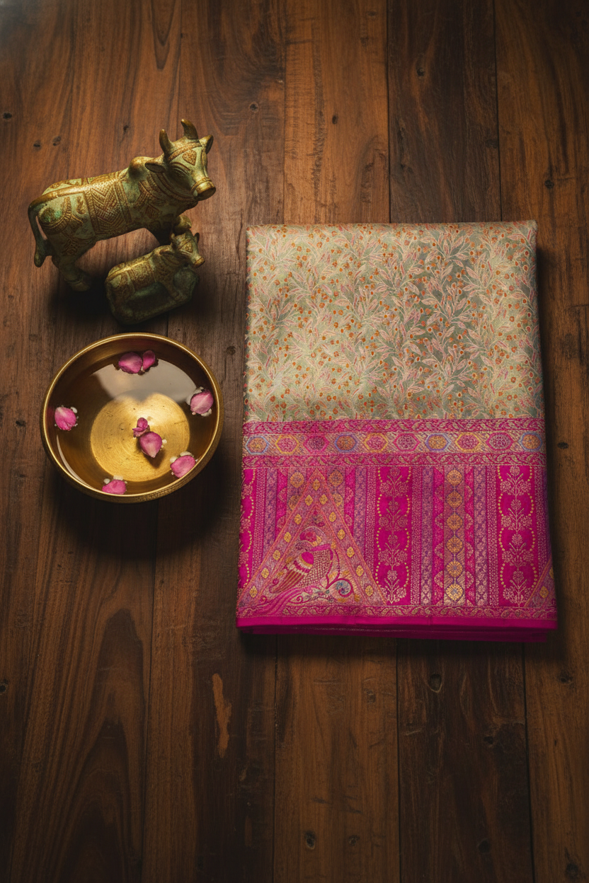 Classy Blue color Kachipuram Silk saree