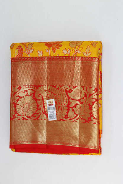 Classy Yellow Pure Kanchipuram Pattu Pavada From Weavers and Best on Online