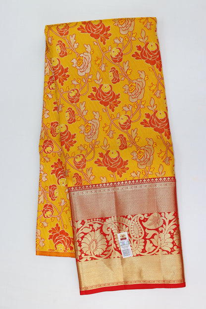 Classy Yellow Pure Kanchipuram Pattu Pavada From Weavers and Best on Online