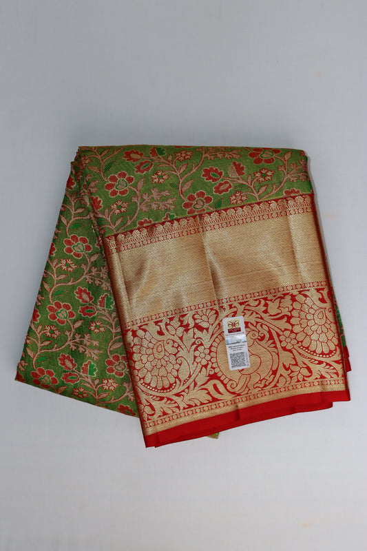 Classy Green Pure Kanchipuram Pattu Pavada - My First Saree