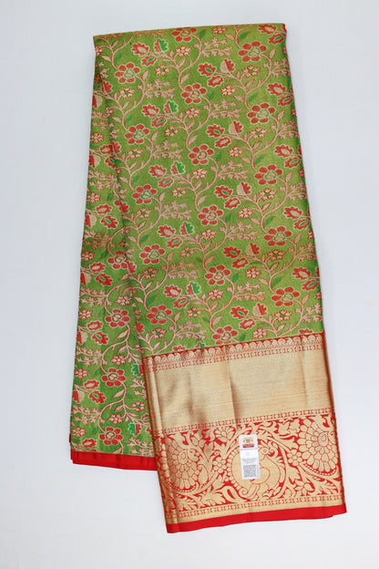 Classy Green Pure Kanchipuram Pattu Pavada From Weavers and Best on Online