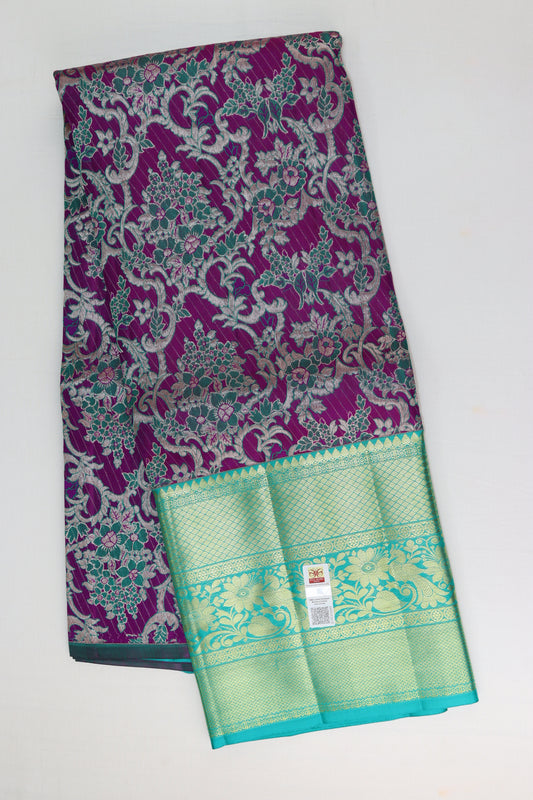 Beautiful Grape Violet Pure Kanchipuram Pattu Pavada - My First Saree