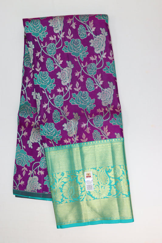 Beautiful Violet Kanchipuram Pattu Pavada - My First Saree