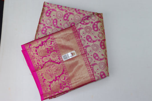 Elegant Pink Pure Kanchipuram Pattu Pavada - My First Saree