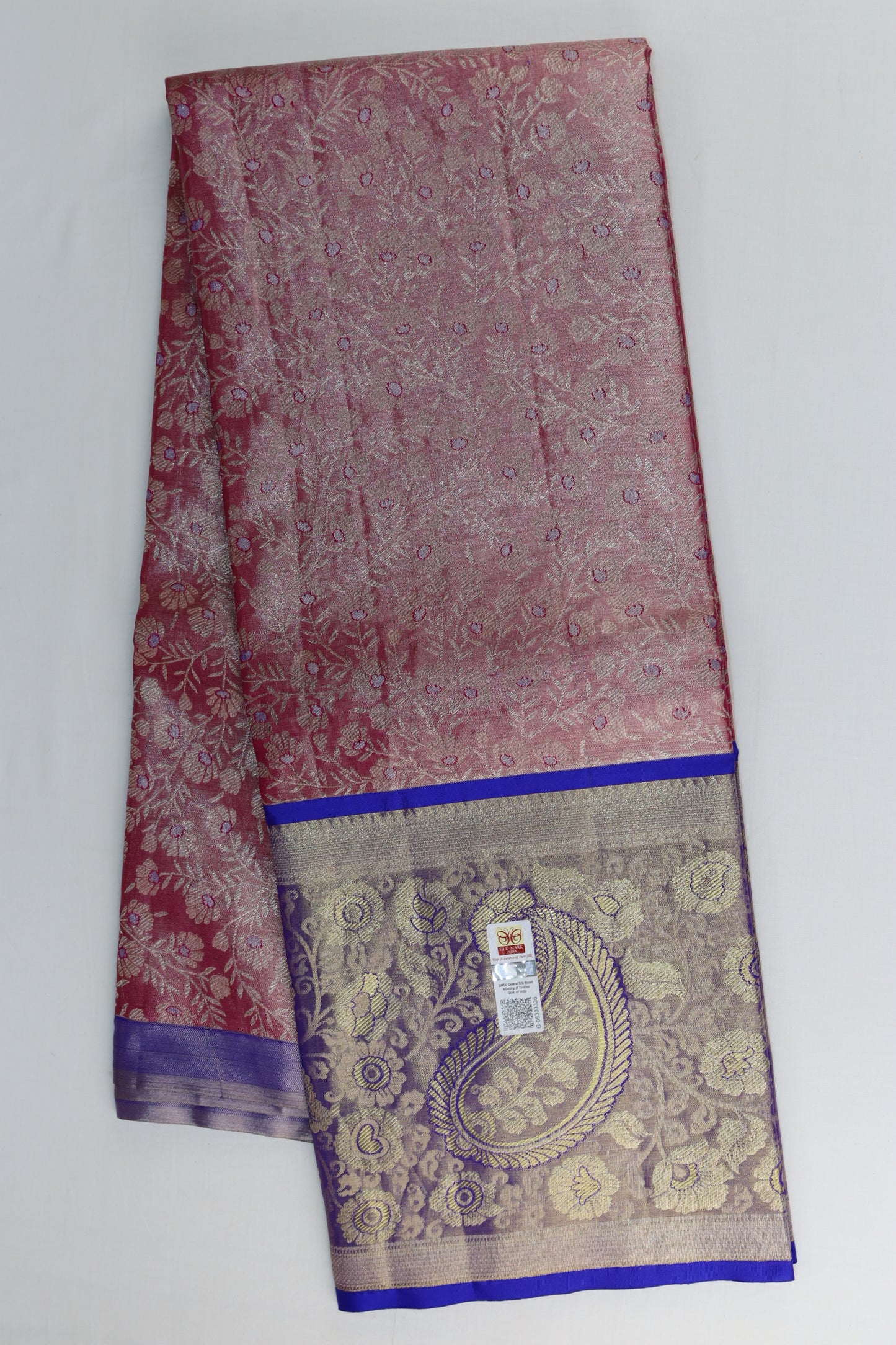 Rich Ruby Pink Kanchipuram Pattu Pavada