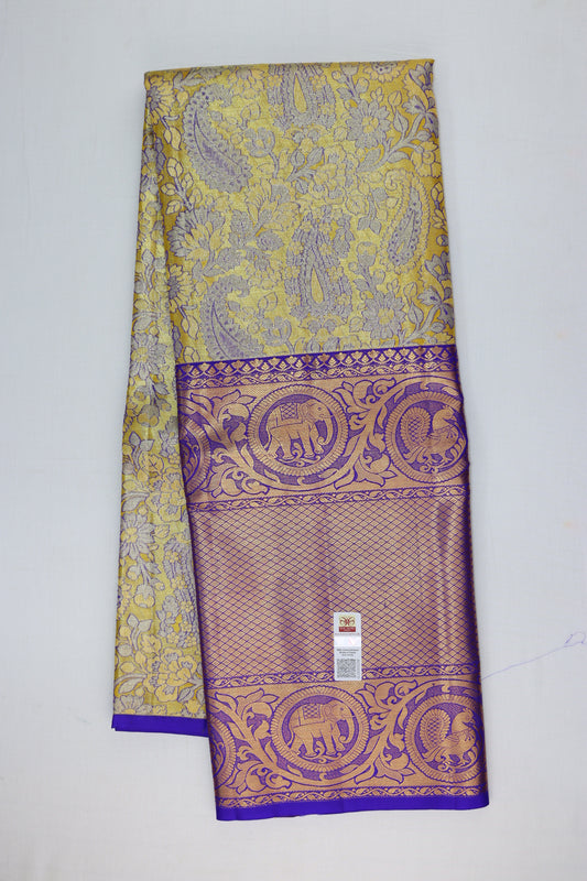 Rich Olive Green Pure Kanchipuram Pattu Pavada - My First Saree