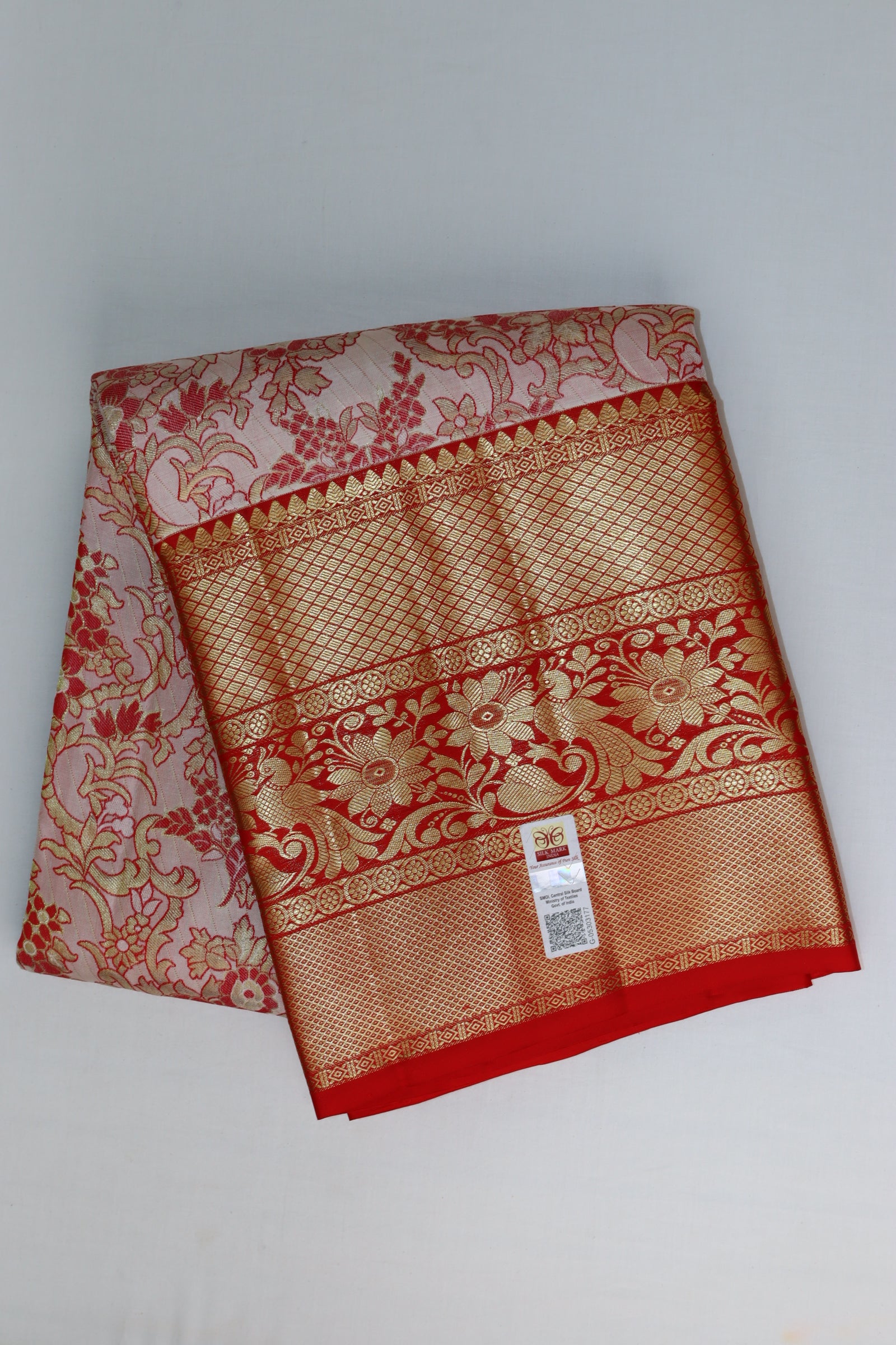 Beautiful Red Pure Kanchipuram Pattu Pavada From Weavers and Best on Online