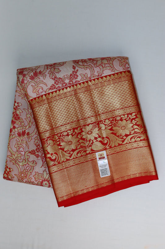 Beautiful Red Pure Kanchipuram Pattu Pavada - My First Saree