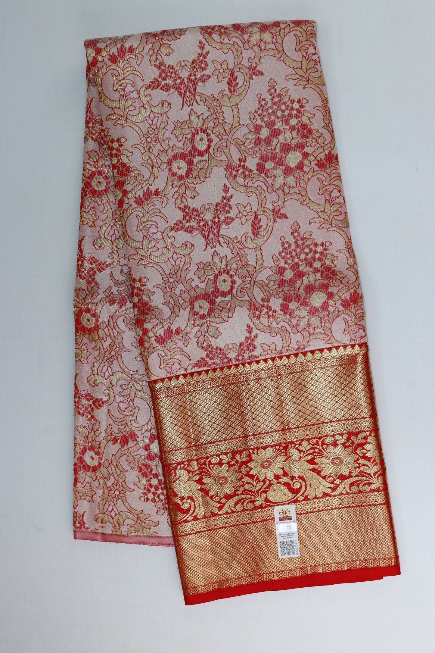 Beautiful Red Pure Kanchipuram Pattu Pavada From Weavers and Best on Online