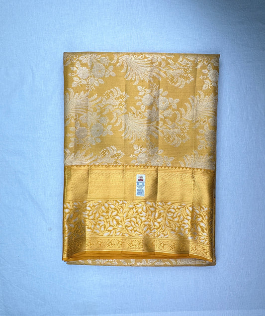 Royal Yellow color Kachipuram Silk saree
