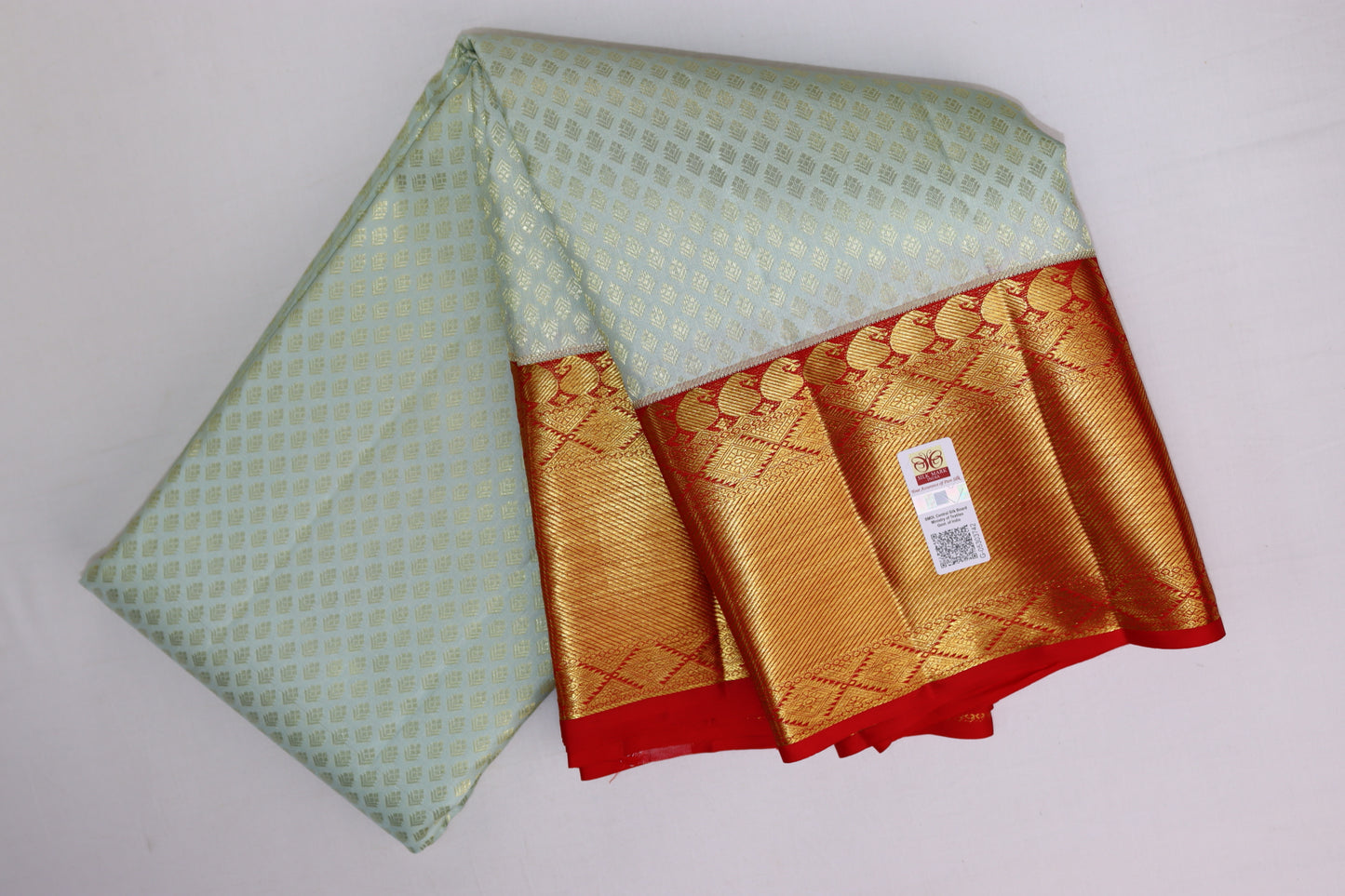 Stunning Pale Aqua Blue Kanchipuram Silk saree