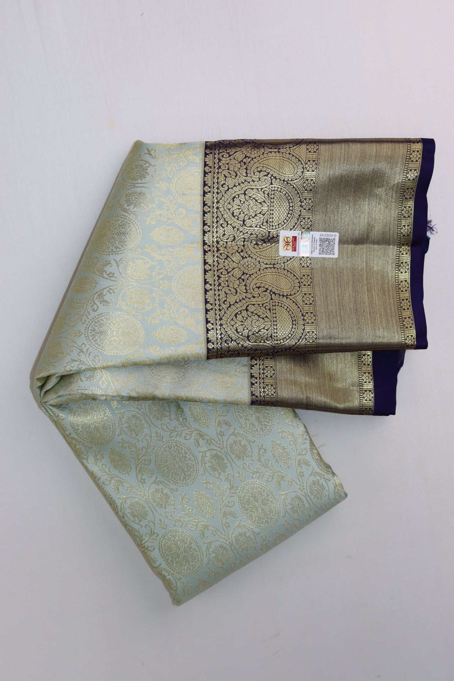 Royal Light Mist Kanchipuram Silk saree