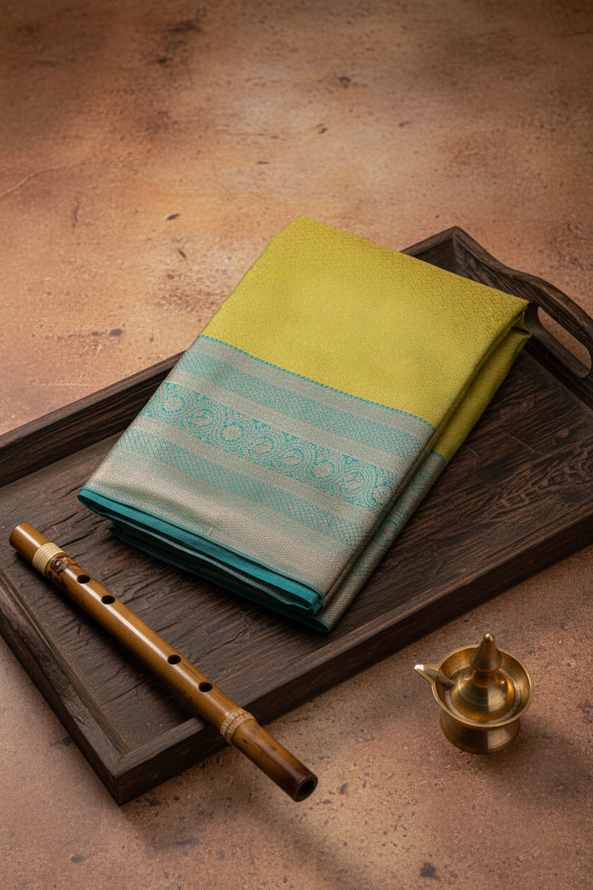 Meamerizing Lime Green Kanchipuram Silk saree