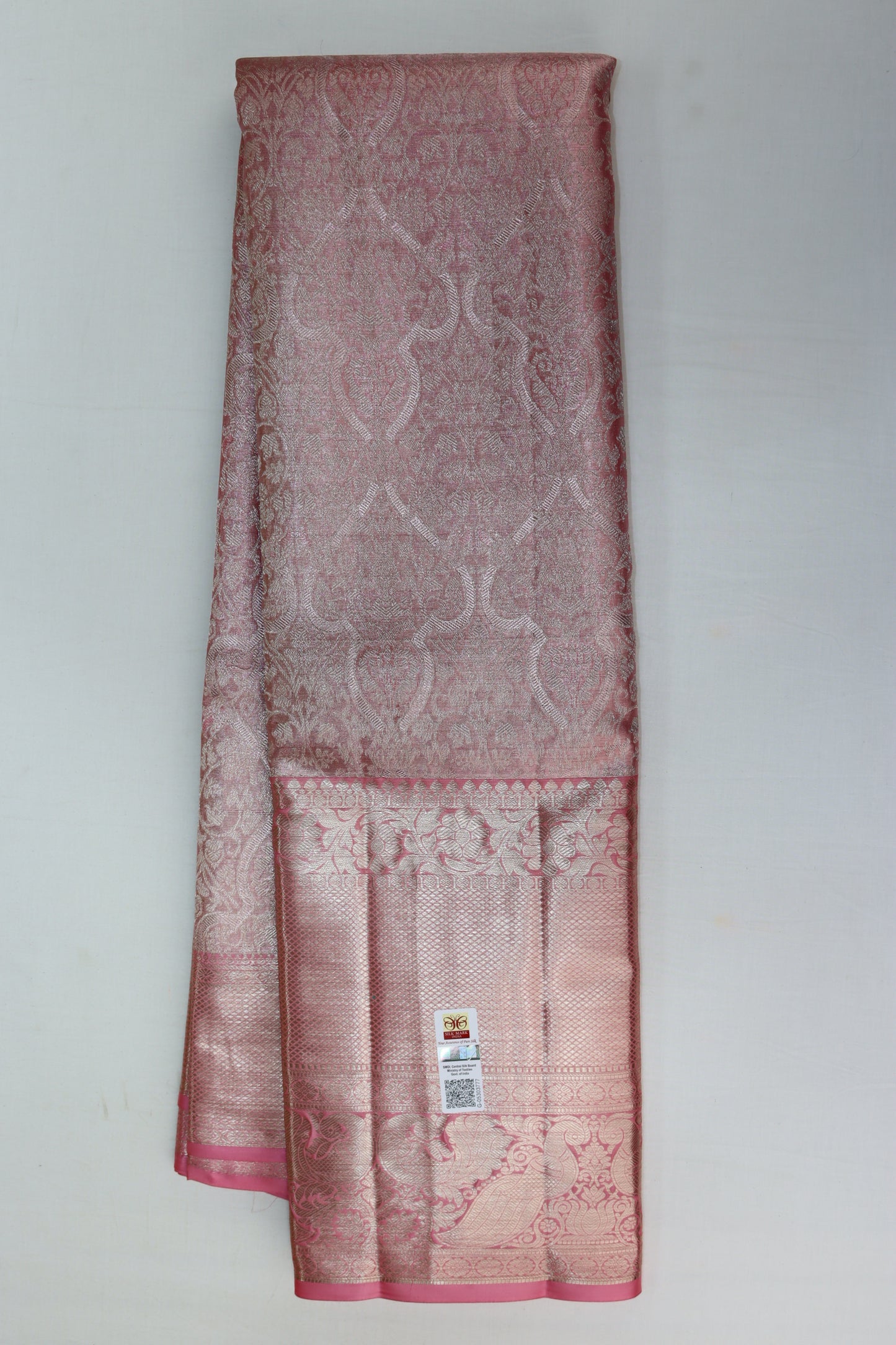 Luxurious Peach Kanchipuram Silk saree